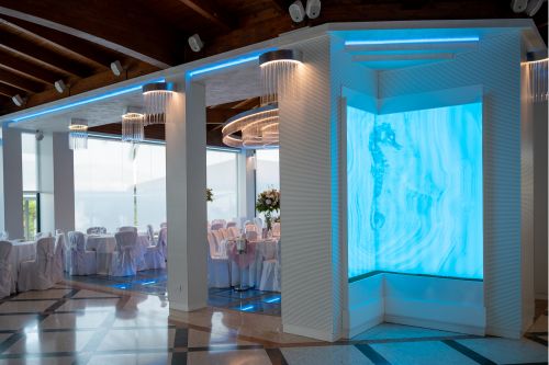 Archisio - Forme Dacqua - Progetto Parete dacqua - villa caribe restaurant resort spa