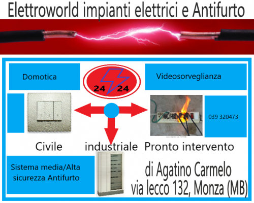 Archisio - Lavoro di Elettroworld Impianti Elettrici E Antifurto - Attivit principaliProgettazione e installazione di impianti elettrici civili industriali ed elettroniciVideosorveglianza e domotica Sistemi di sicurezza avanzati e gestione automatiz