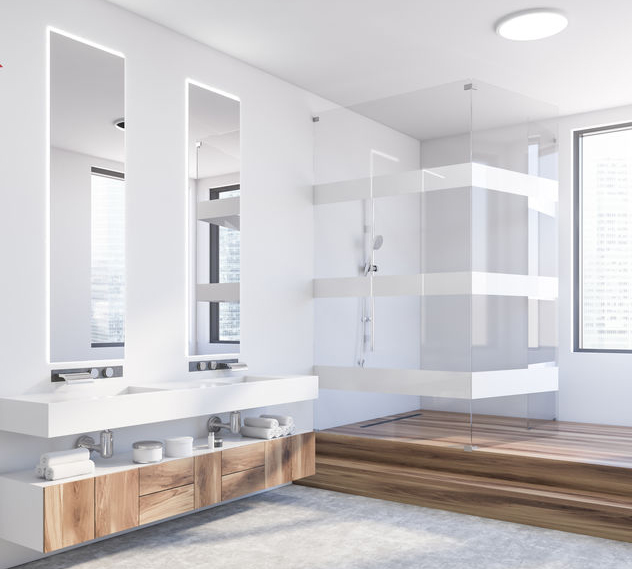 ampia doccia d'angolo