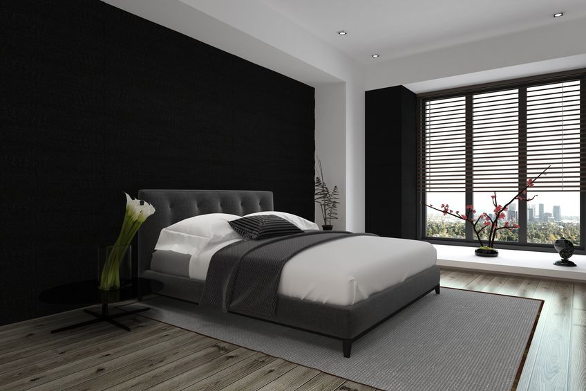 Camera da letto in bianco e nero: tessuti vs rivestimenti