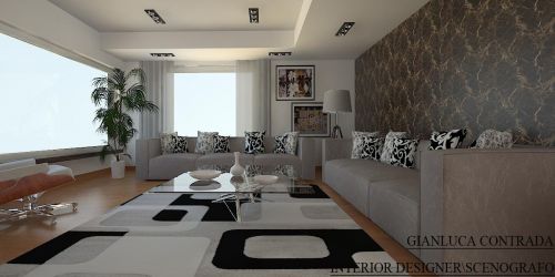 Archisio - Gianluca Contrada - Progetto Render di progetto arredamento salotto abitazione privata