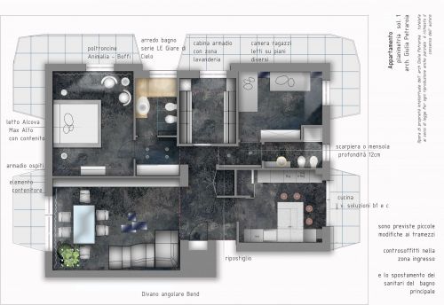Archisio - Giulia Petraroia - Progetto Ristrutturare un appartamento Due soluzioni a confronto