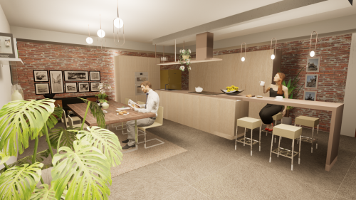 Archisio - Ostuni Giuseppe Pietro - Progetto Ambiente cucina - pranzo inserito in un contesto di recupero del manufatto nel suo intero compreso i materiali