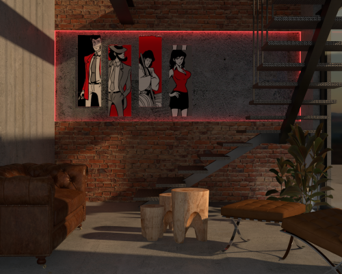 Archisio - Geometra Rinaldi Luca - Progetto Soggiorno del loft tra retr e moderno