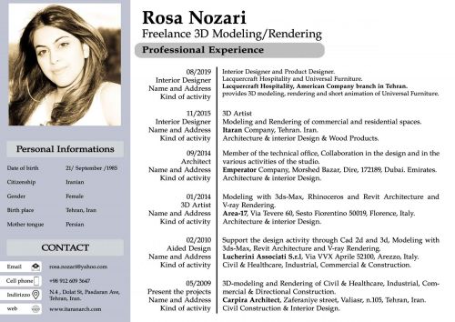 Archisio - Rosa Nozari - Progetto Professional cv