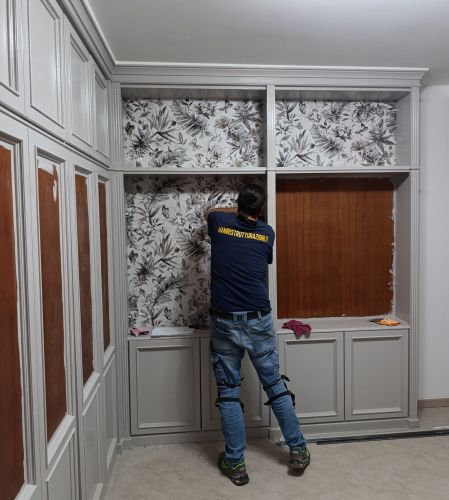 Archisio - Mani Srl Ristrutturazini - Progetto Restyling libreria su misura abitazione in roma zona axa