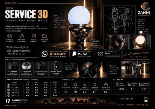 Archisio - Lorenzo De Zanni - Progetto Service 3d stampa - listino